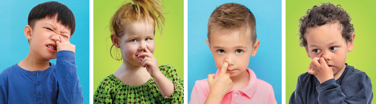 Image of four kids picking their noses